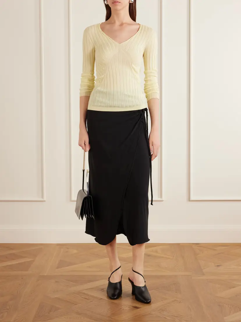 Jil Sander Ribbed Cashmere And Silk-blend Sweater - Yellow | Thumbnail 2 Jil Sander Ribbed Cashmere And Silk-blend Sweater - Yellow | Thumbnail 2