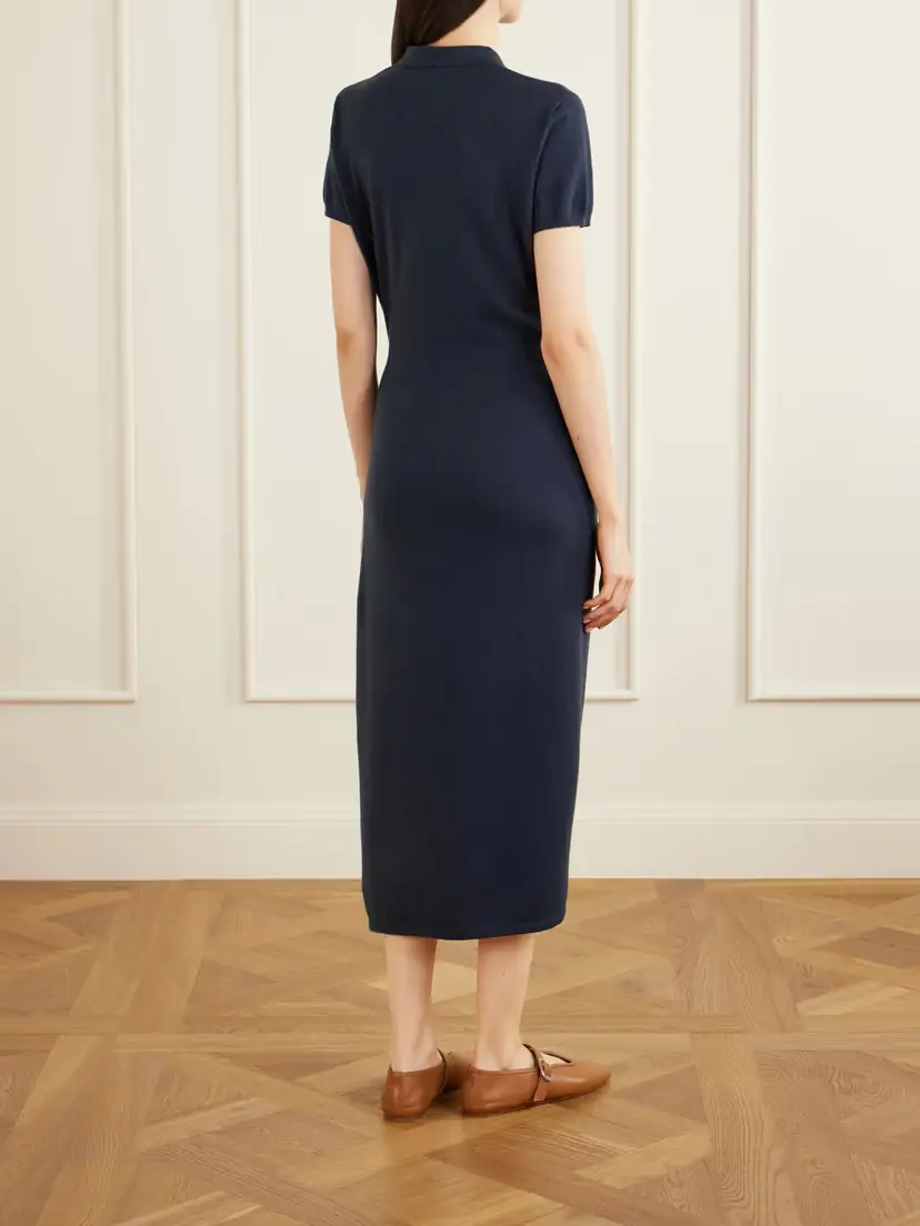 Lisa Yang Anthea Tie-detailed Cotton And Cashmere-blend Midi Dress | Thumbnail 3 Lisa Yang Anthea Tie-detailed Cotton And Cashmere-blend Midi Dress | Thumbnail 3