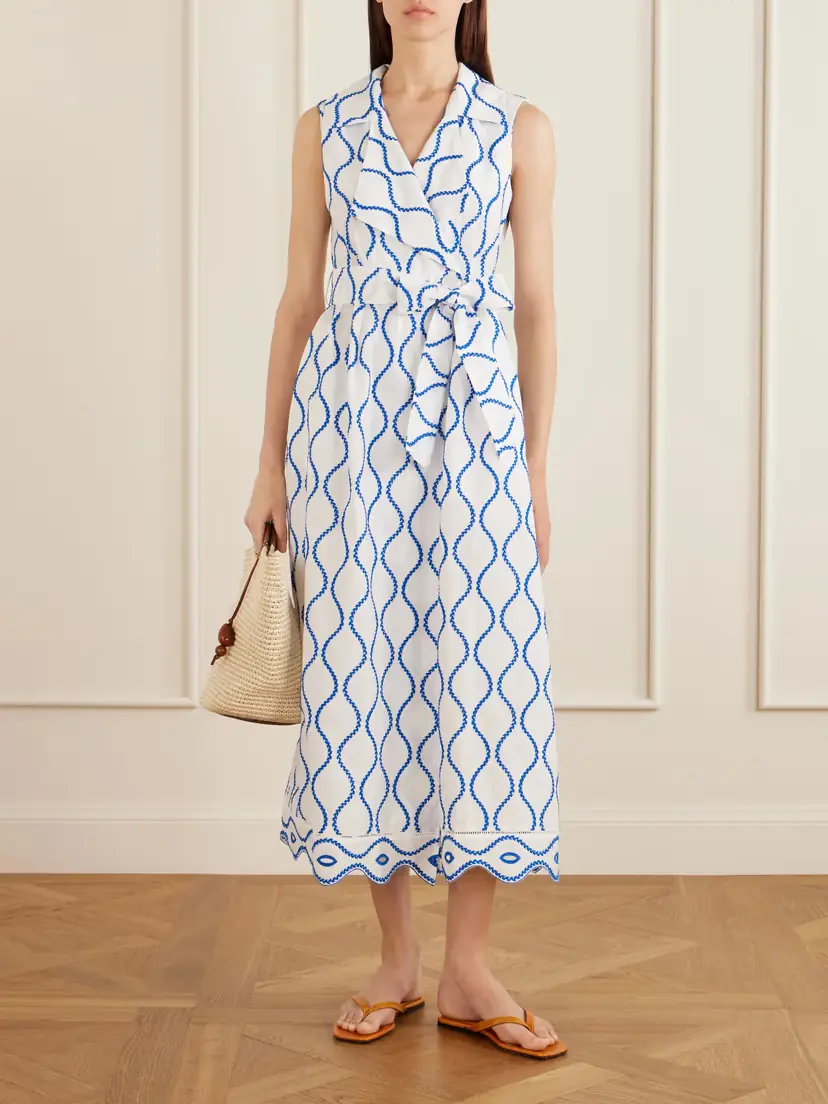Loretta Caponi Noemie Double-breasted Striped Cotton-poplin Midi Dress | Thumbnail 2 Loretta Caponi Noemie Double-breasted Striped Cotton-poplin Midi Dress | Thumbnail 2