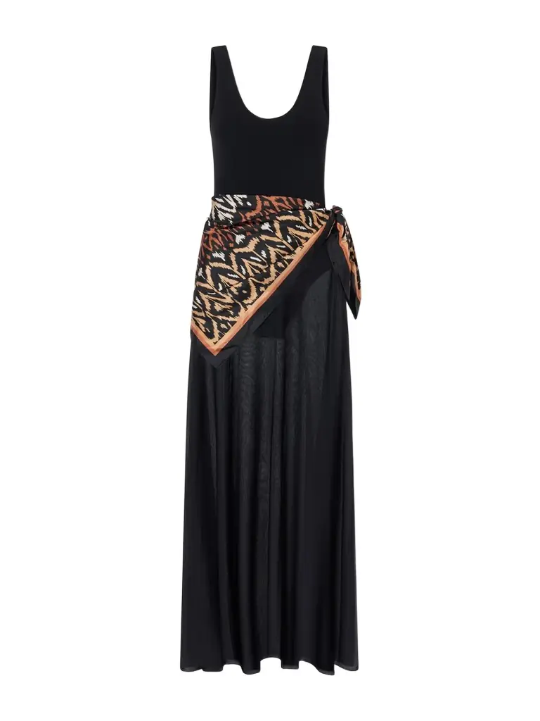 Aster Scarf-detailed Organza Maxi Dress Aster Scarf-detailed Organza Maxi Dress