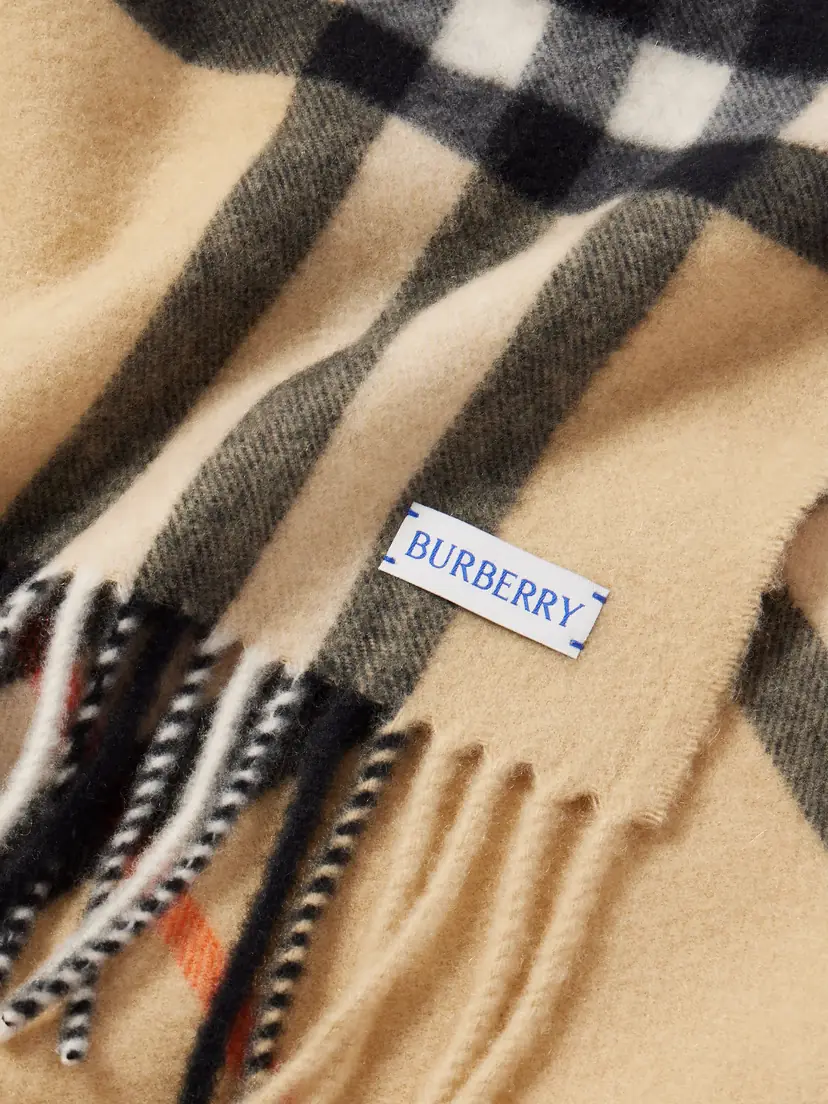 Burberry Fringed Checked Cashmere Scarf | Thumbnail 3