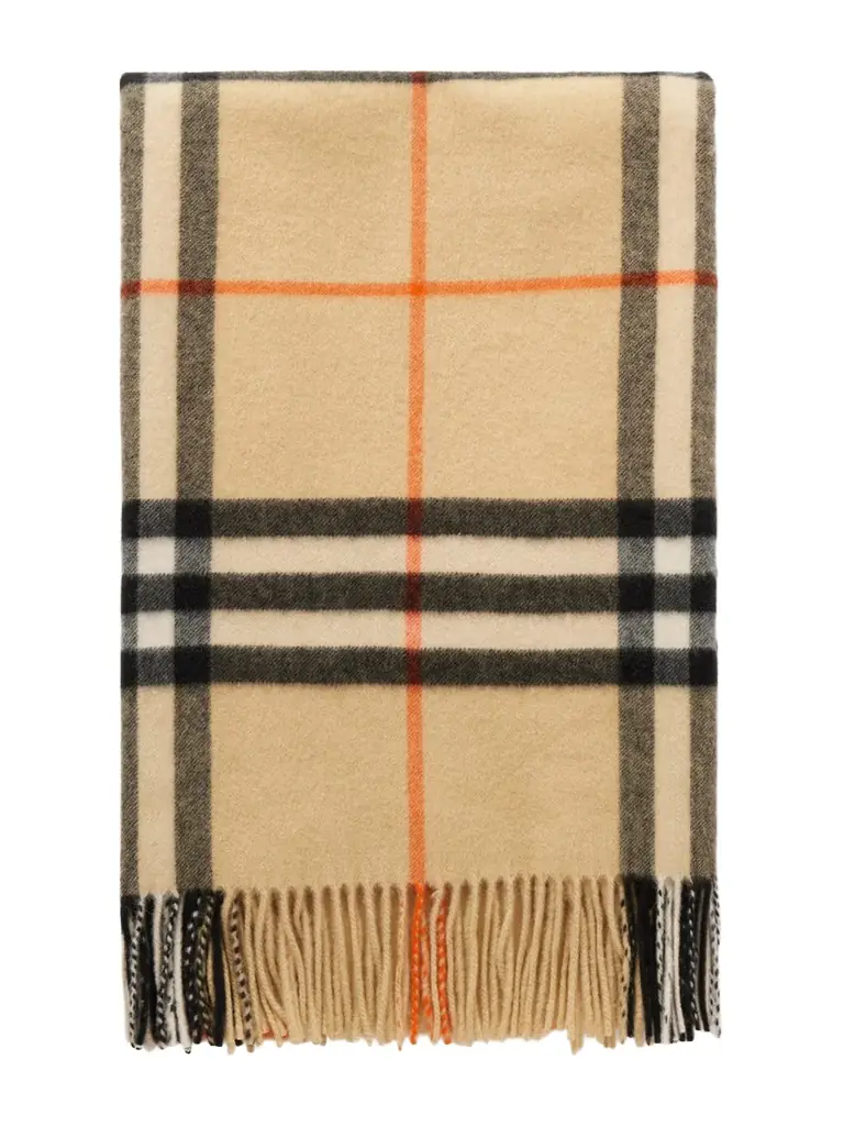 Fringed Checked Cashmere Scarf Fringed Checked Cashmere Scarf