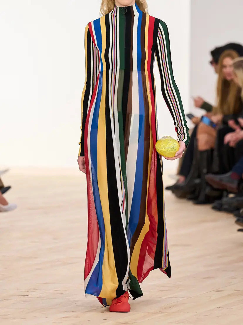 Loewe Striped Chiffon And Ribbed Jersey Maxi Dress | Thumbnail 5 Loewe Striped Chiffon And Ribbed Jersey Maxi Dress | Thumbnail 5