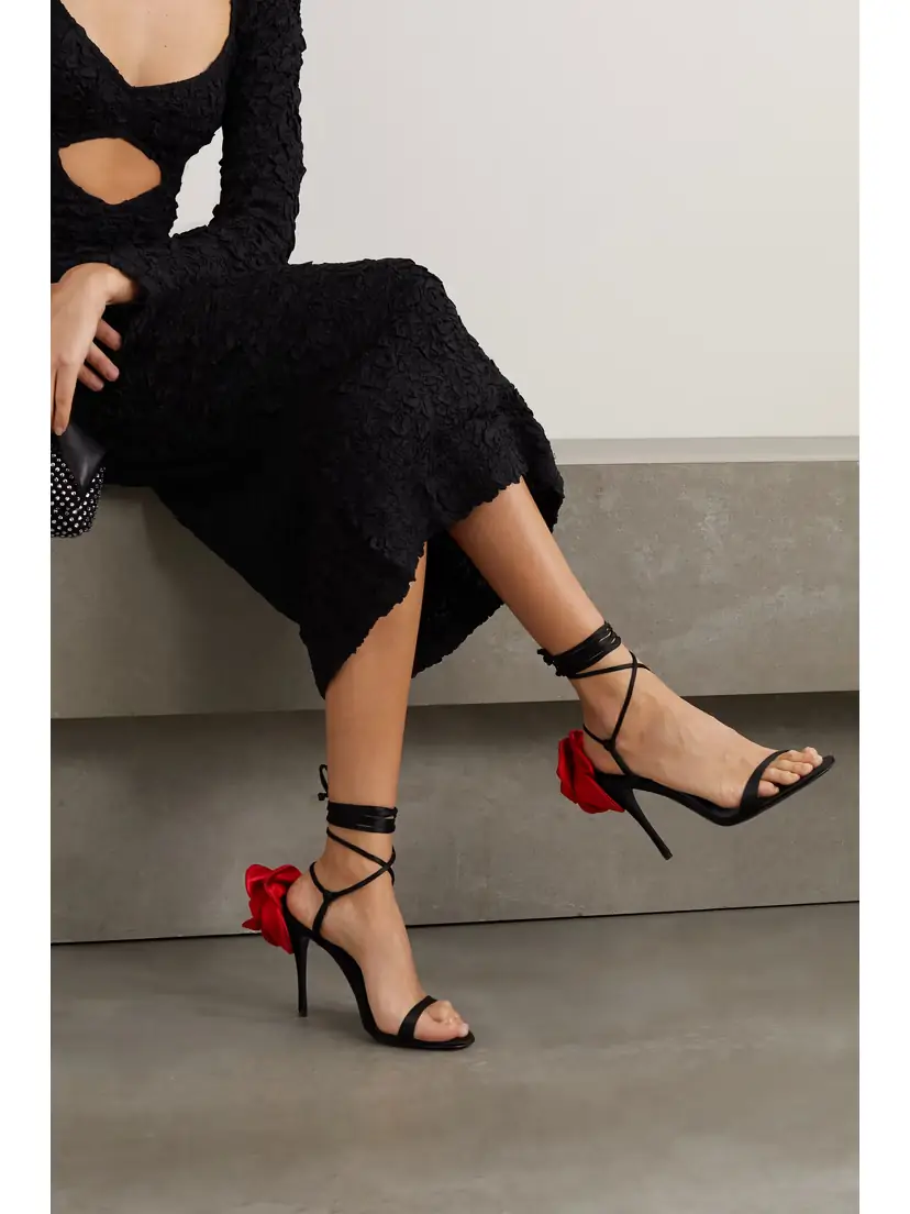 Magda Butrym Appliquéd Lace-up Satin Sandals | Thumbnail 2 Magda Butrym Appliquéd Lace-up Satin Sandals | Thumbnail 2