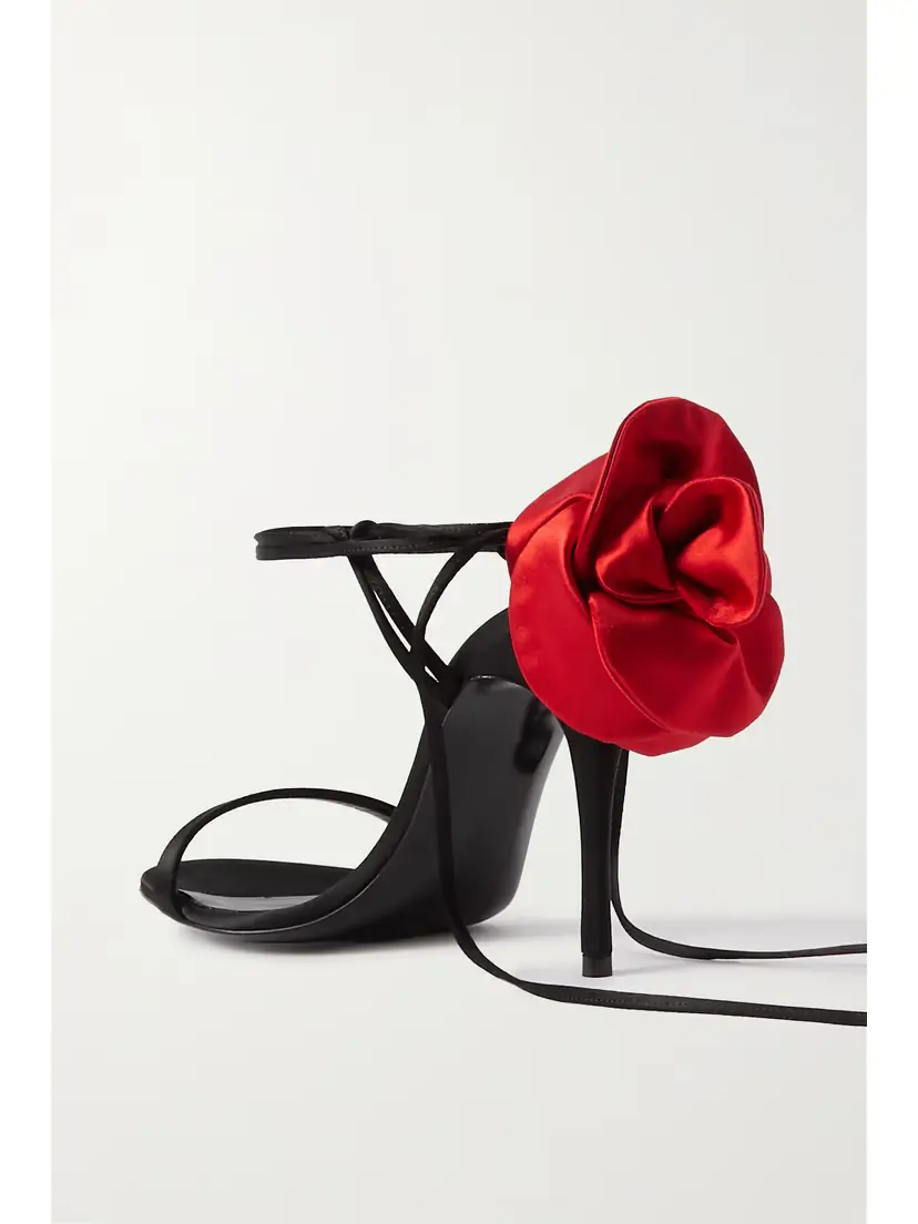 Magda Butrym Appliquéd Lace-up Satin Sandals | Thumbnail 3 Magda Butrym Appliquéd Lace-up Satin Sandals | Thumbnail 3