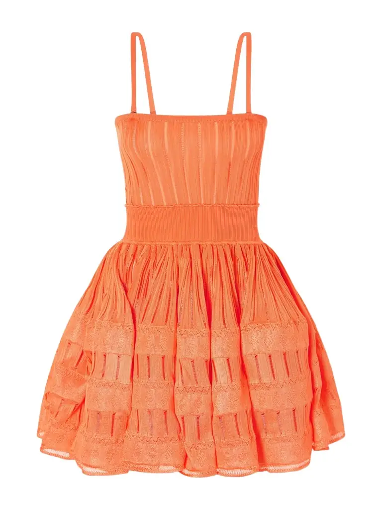 Alaïa Tiered Pointelle-knit Mini Dress | Image 1 Alaïa Tiered Pointelle-knit Mini Dress | Image 1