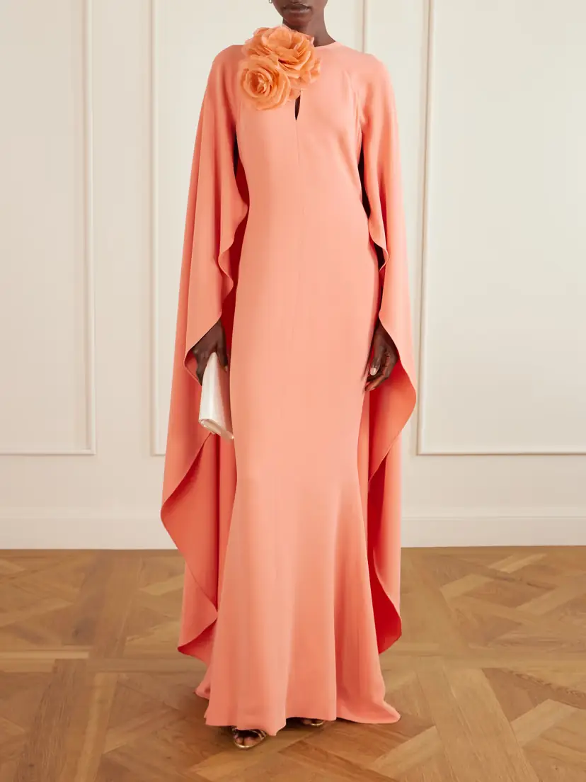 Elie Saab Appliquéd Cape-effect Cady Gown | Thumbnail 2 Elie Saab Appliquéd Cape-effect Cady Gown | Thumbnail 2