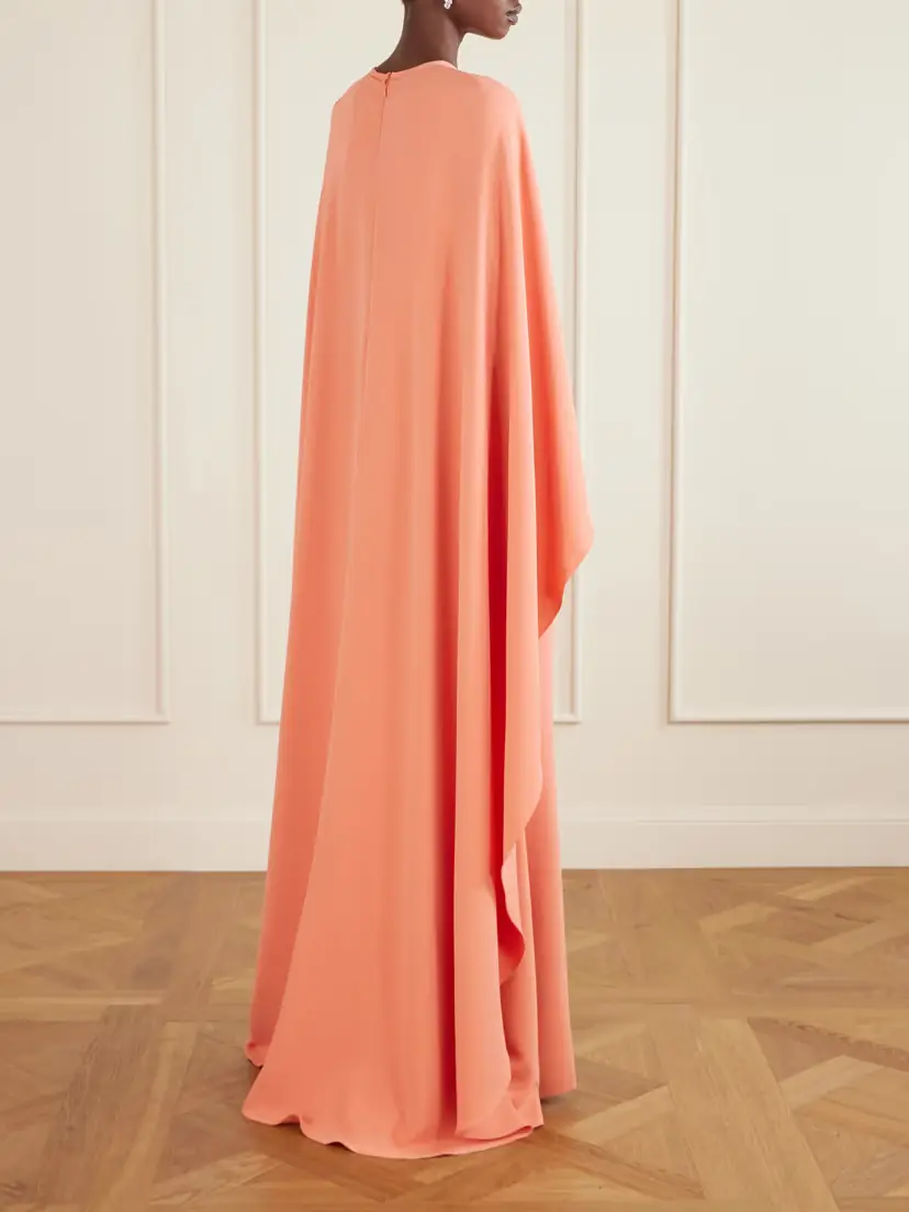 Elie Saab Appliquéd Cape-effect Cady Gown | Thumbnail 3 Elie Saab Appliquéd Cape-effect Cady Gown | Thumbnail 3