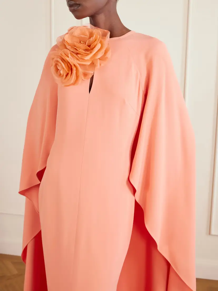 Elie Saab Appliquéd Cape-effect Cady Gown | Thumbnail 4 Elie Saab Appliquéd Cape-effect Cady Gown | Thumbnail 4