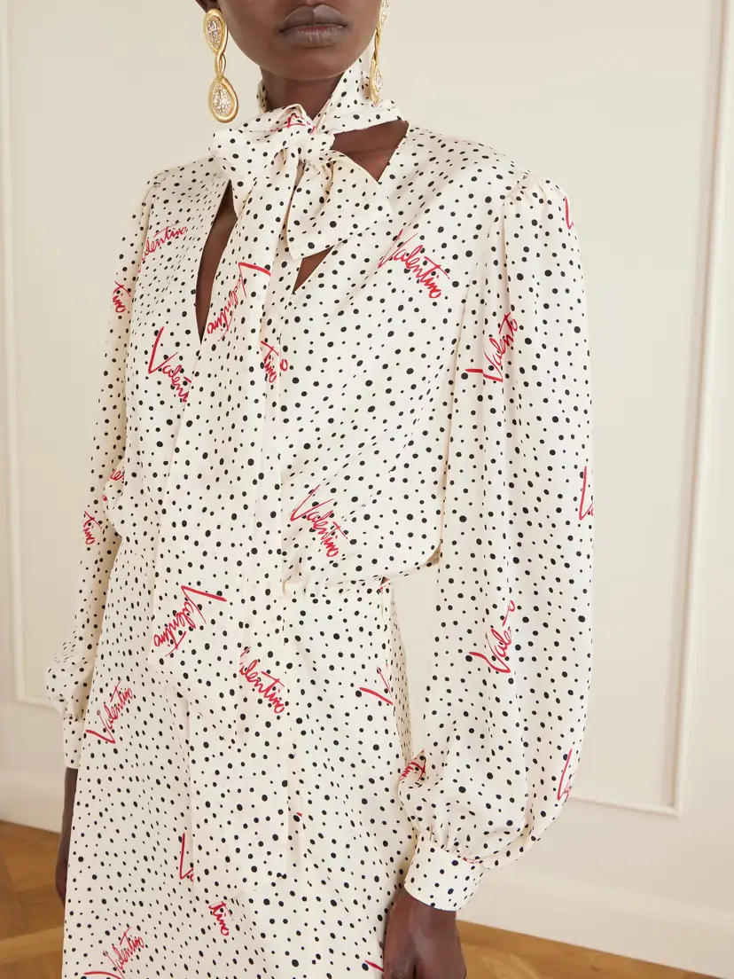 Valentino Garavani Pussy-bow Polka-dot Silk Crepe De Chine Maxi Dress | Thumbnail 4 Valentino Garavani Pussy-bow Polka-dot Silk Crepe De Chine Maxi Dress | Thumbnail 4