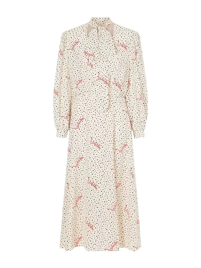 Pussy-bow Polka-dot Silk Crepe De Chine Maxi Dress Pussy-bow Polka-dot Silk Crepe De Chine Maxi Dress