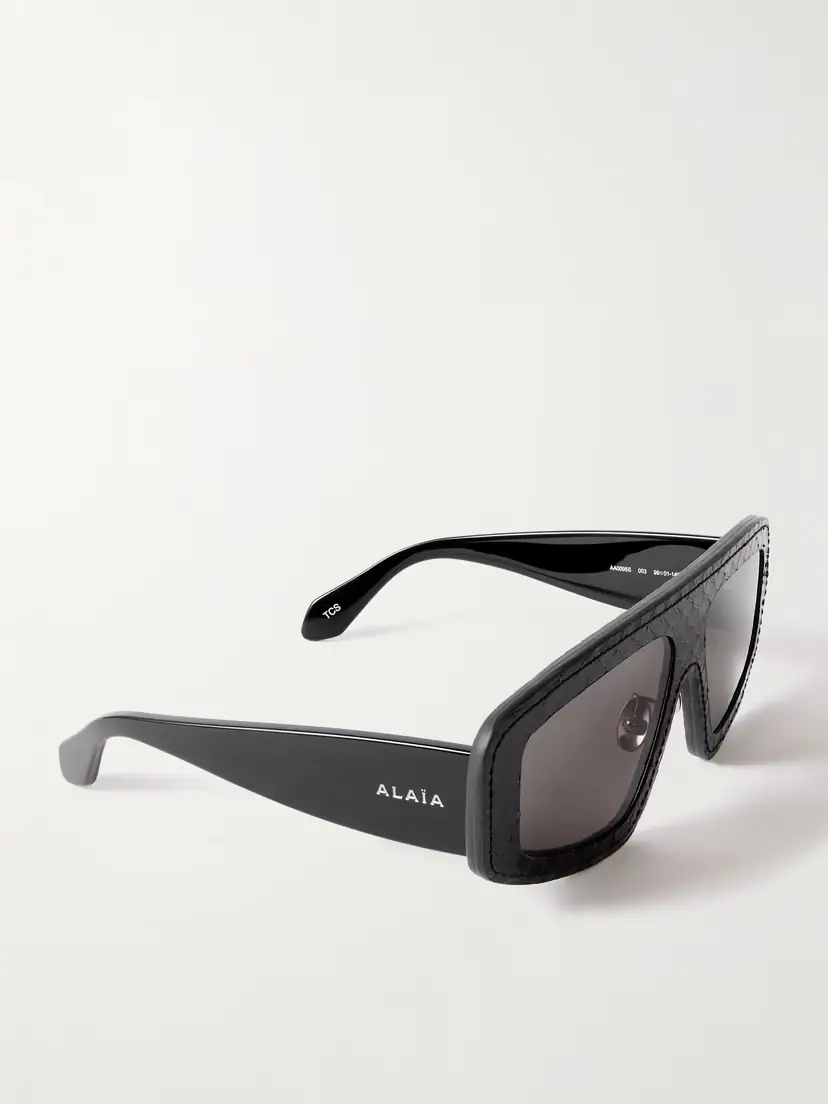 ALAÏA Mask D-frame Snake-effect Leather And Acetate Sunglasses - Black | Thumbnail 3