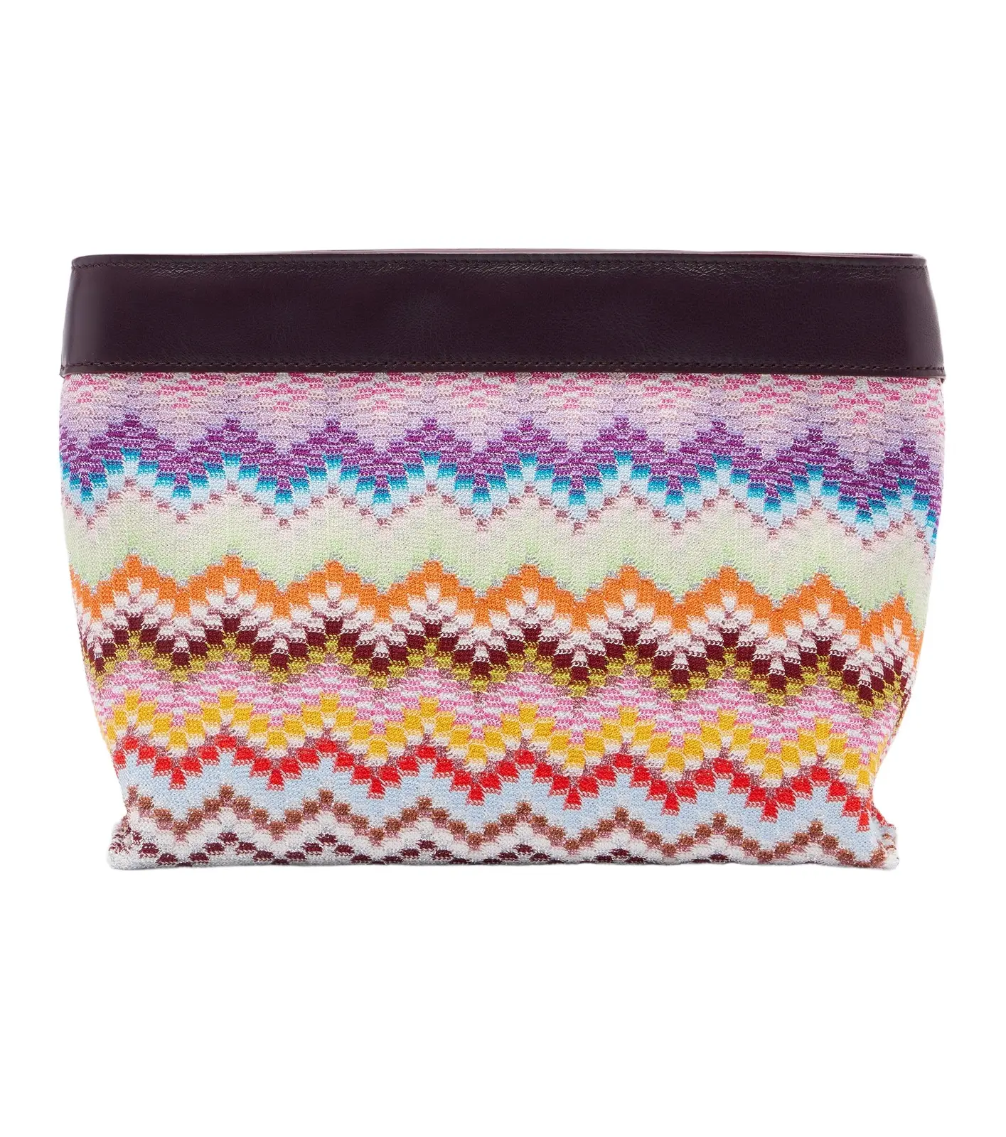 Zigzag Large leather-trimmed lamé clutch Zigzag Large leather-trimmed lamé clutch