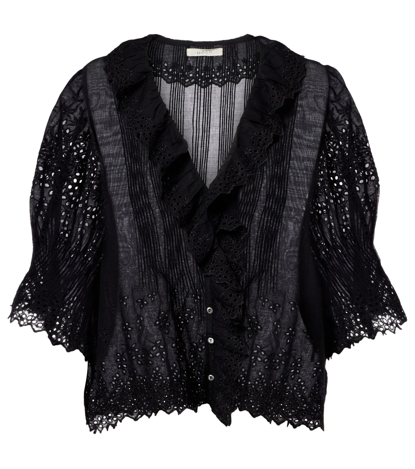 DÔEN Dôen Henri pointelle cotton top