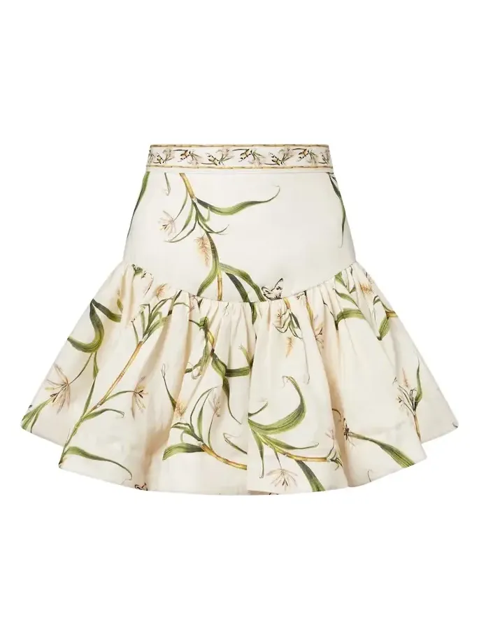Jacarina printed linen miniskirt