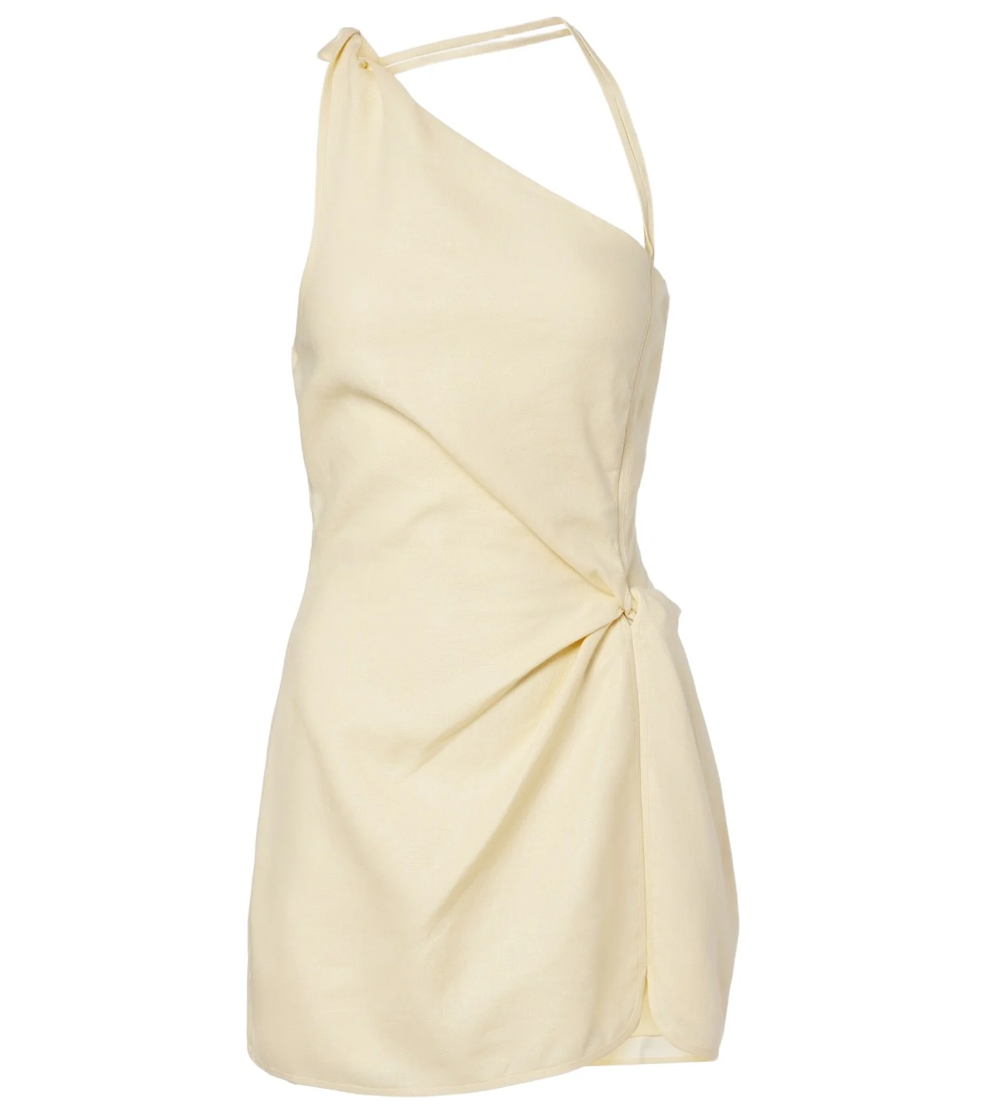 Gathered halterneck linen minidress