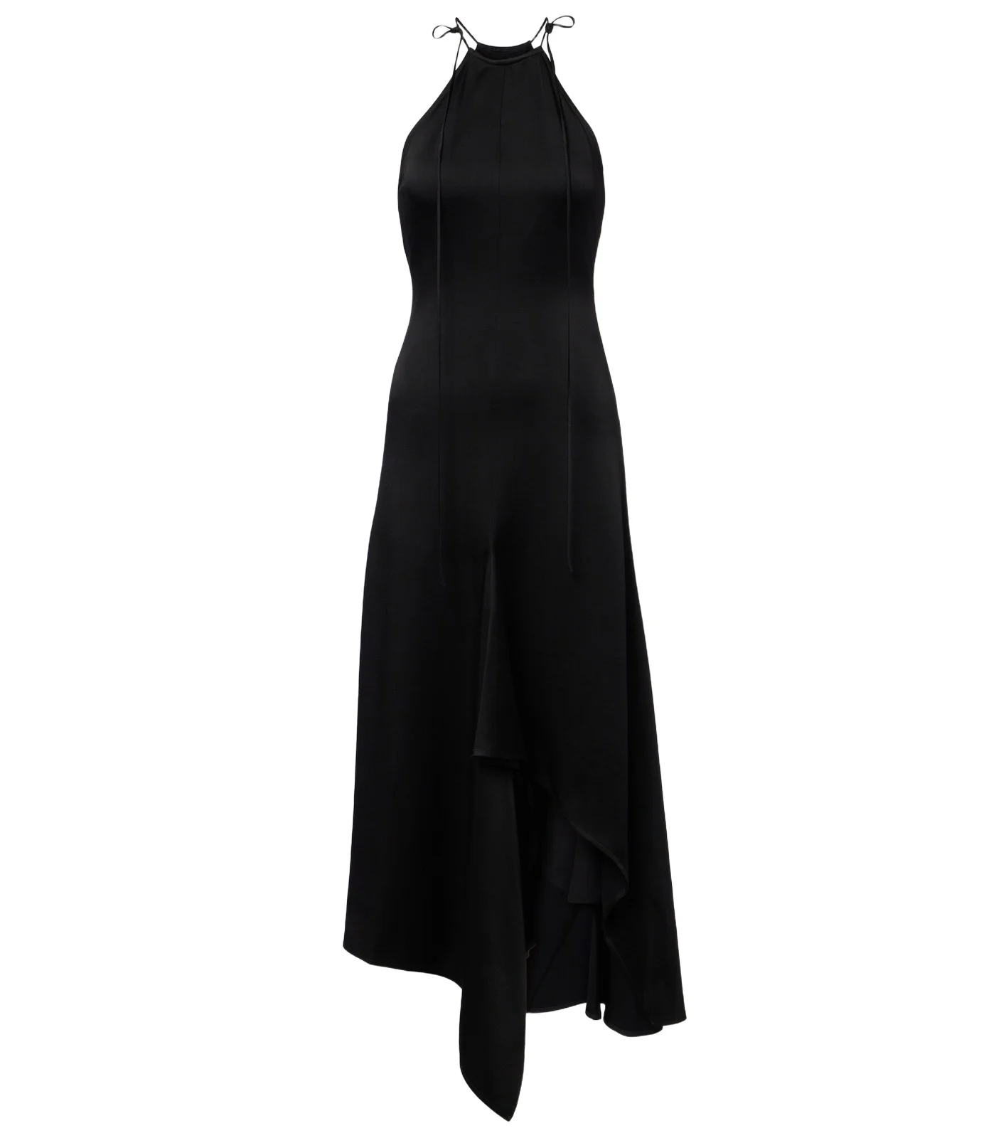 Asymmetric crêpe satin midi dress