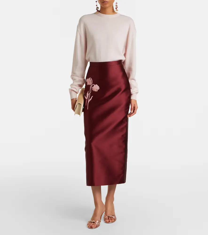 Erdem Floral-appliqué satin slip skirt | Thumbnail 5 Erdem Floral-appliqué satin slip skirt | Thumbnail 5