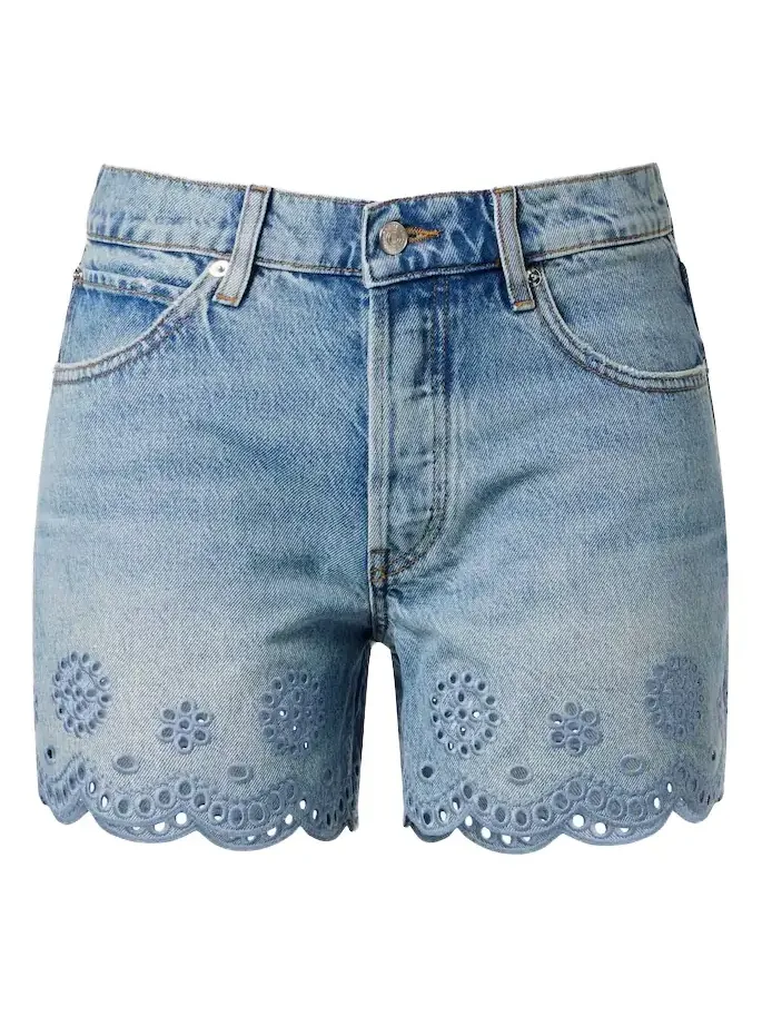 Long Hang broderie anglaise denim shorts