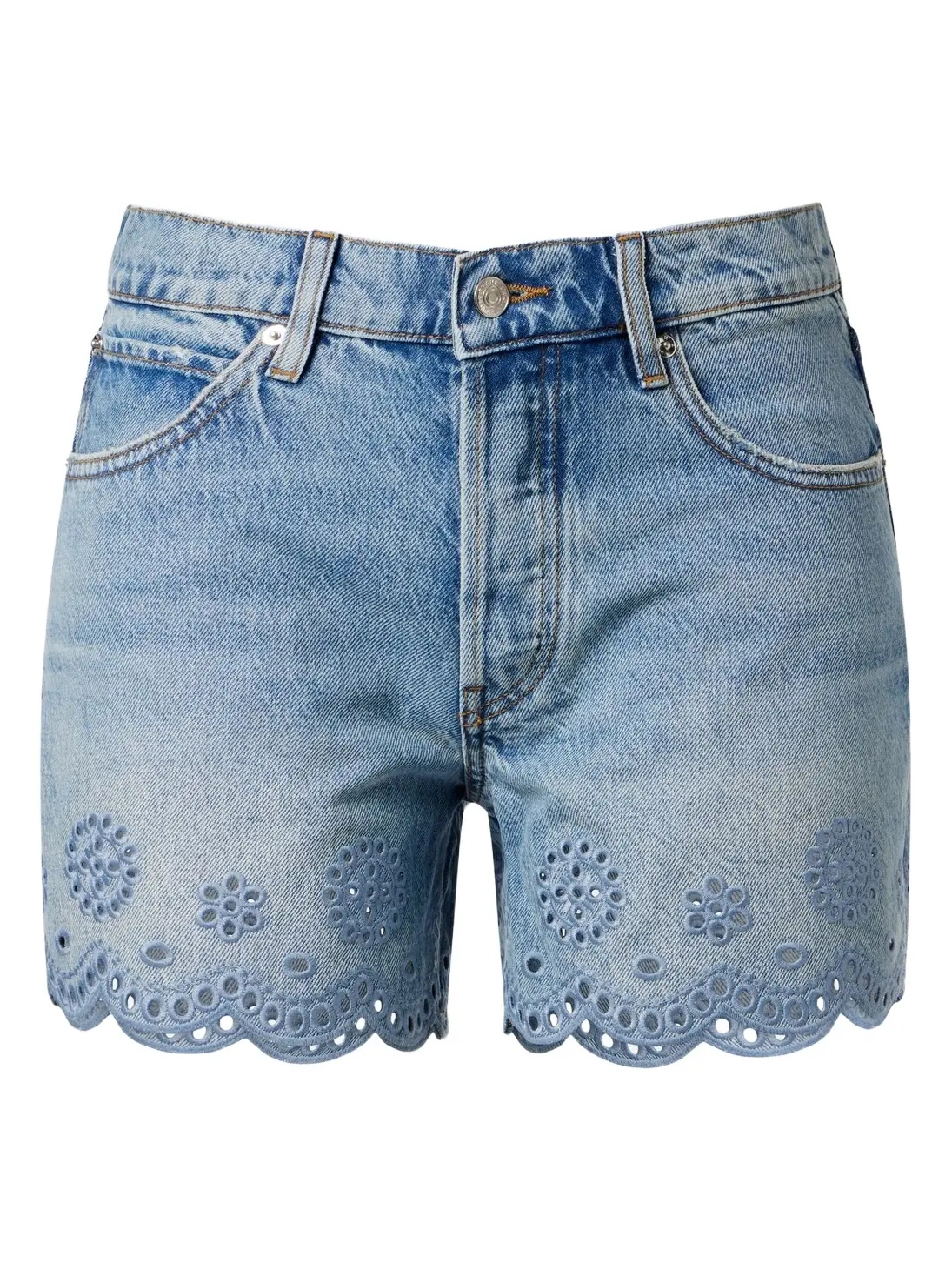 Long Hang broderie anglaise denim shorts Long Hang broderie anglaise denim shorts