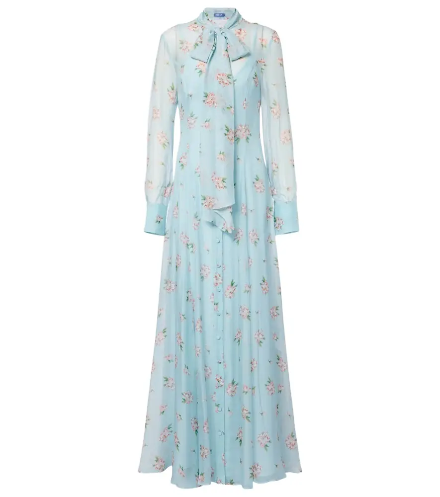Leo Lin Lilith bow-detail floral chiffon maxi dress | Image 1 Leo Lin Lilith bow-detail floral chiffon maxi dress | Image 1
