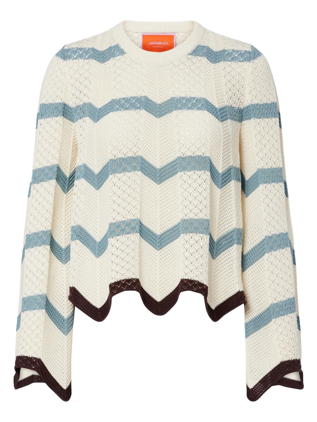 Chevron crochet cropped cotton sweater Chevron crochet cropped cotton sweater
