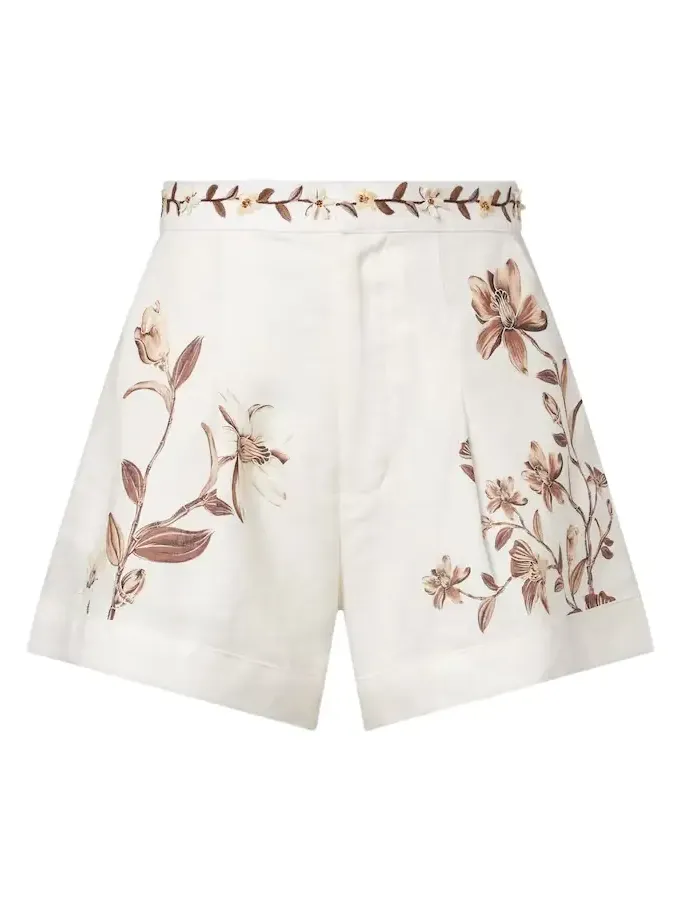 Toronjil floral linen shorts