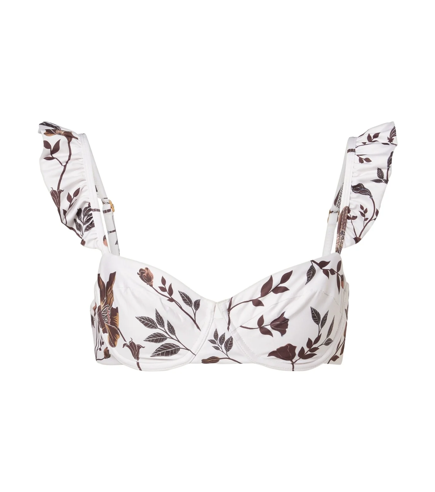 Kiwi floral ruffled bikini top