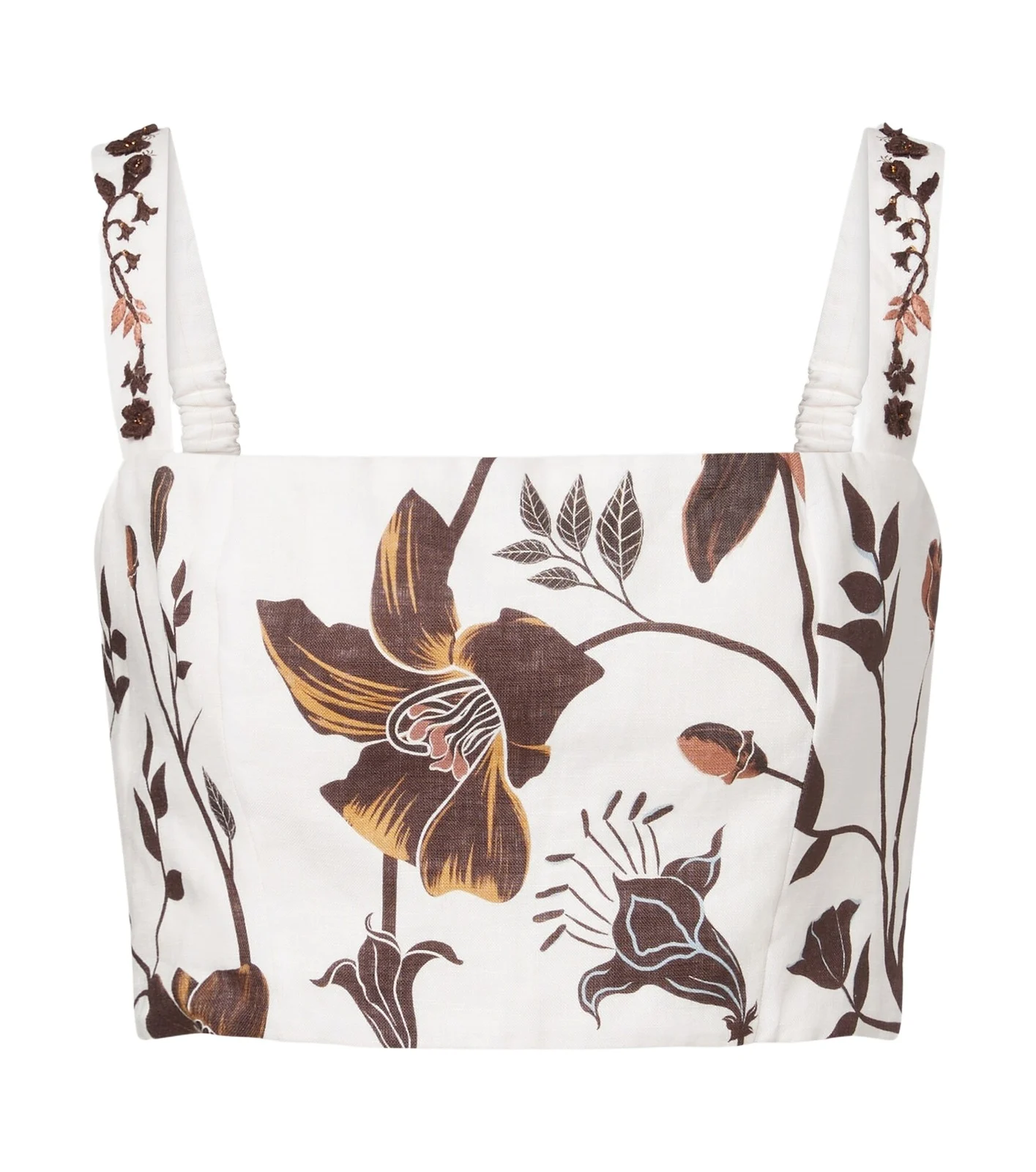 Cacao floral linen crop top Cacao floral linen crop top
