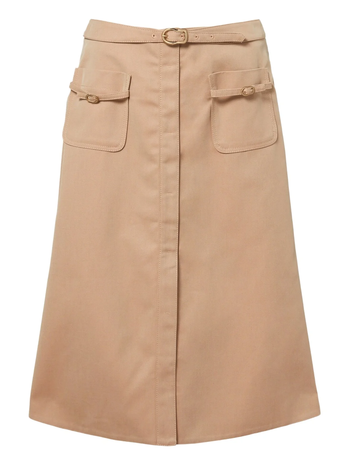 Luxury Layer belted cotton-blend midi skirt Luxury Layer belted cotton-blend midi skirt
