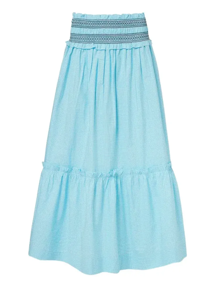 Embroidered gingham cotton poplin maxi skirt Embroidered gingham cotton poplin maxi skirt