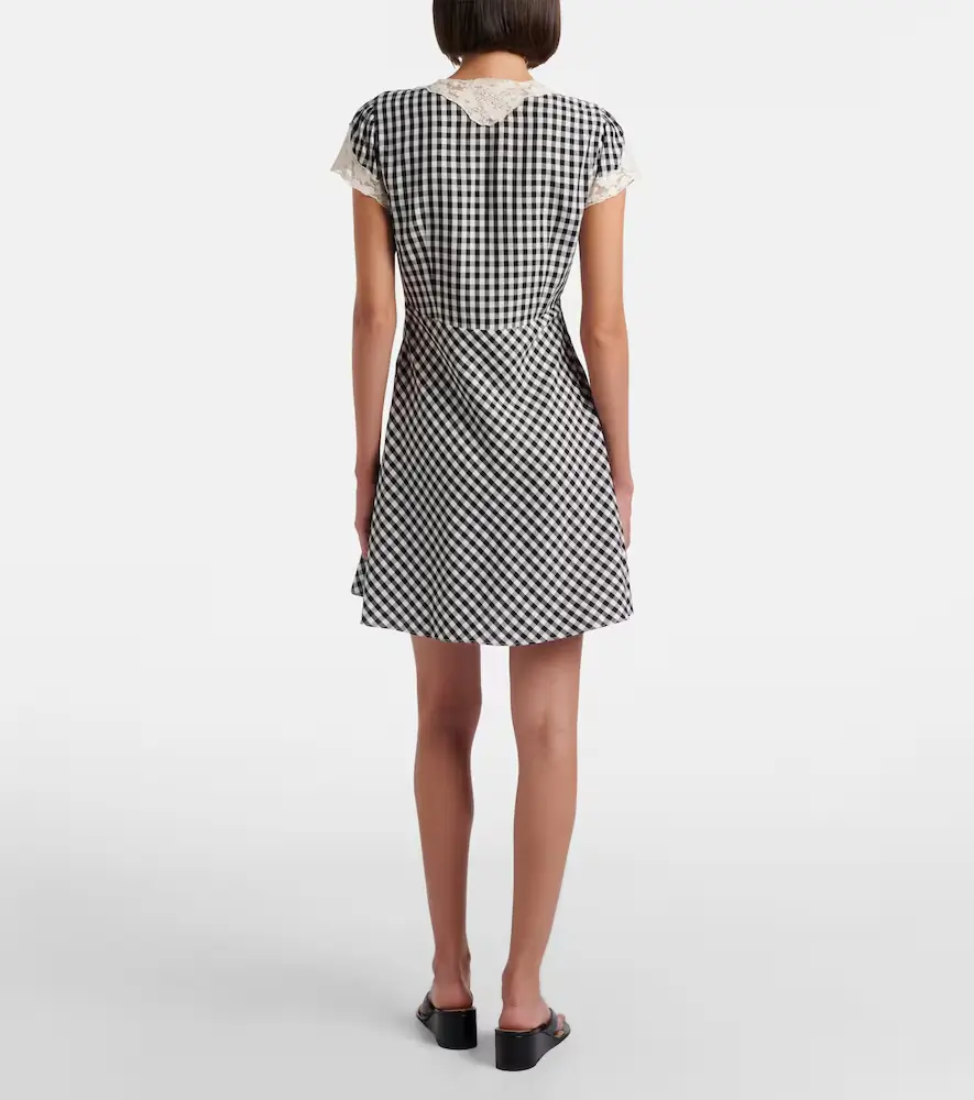 Rixo Lacie lace-trimmed checked crêpe minidress | Thumbnail 4 Rixo Lacie lace-trimmed checked crêpe minidress | Thumbnail 4
