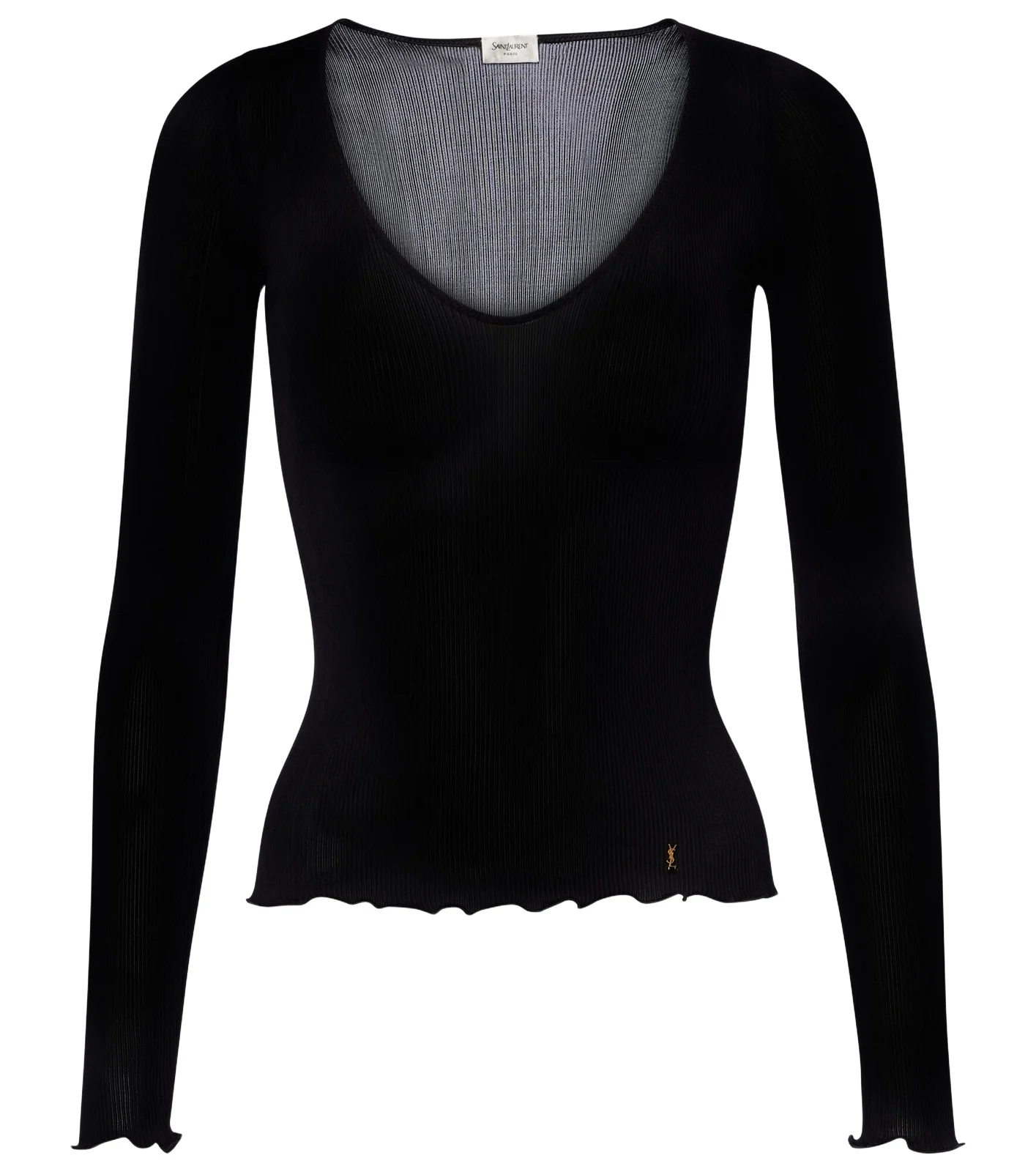 Saint Laurent Ribbed-knit silk top