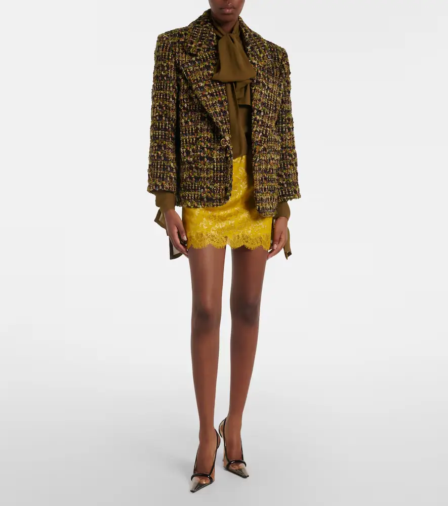 Saint Laurent Lace-trimmed jacquard lamé miniskirt | Thumbnail 3 Saint Laurent Lace-trimmed jacquard lamé miniskirt | Thumbnail 3