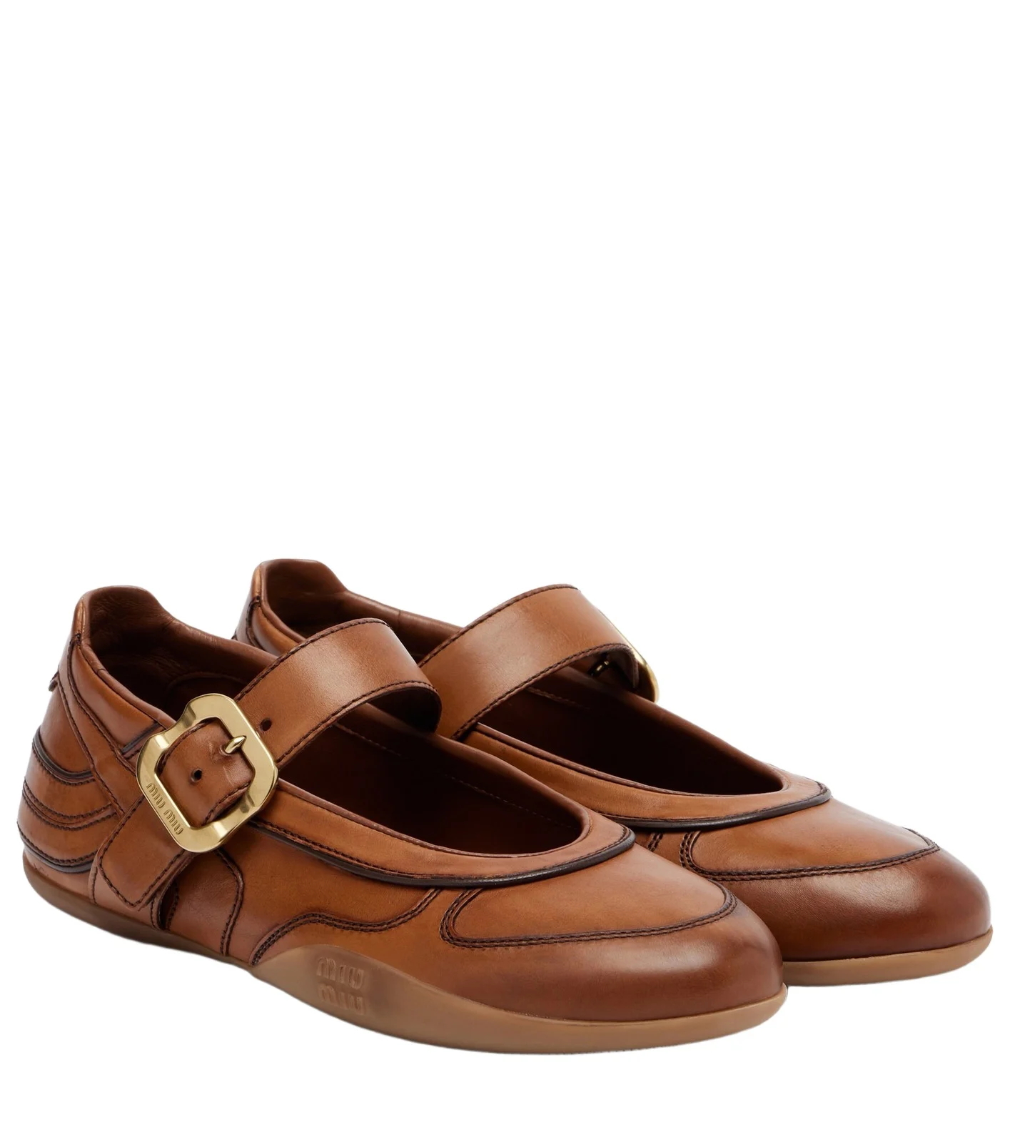 Miu Miu Gymnasium leather ballet flats