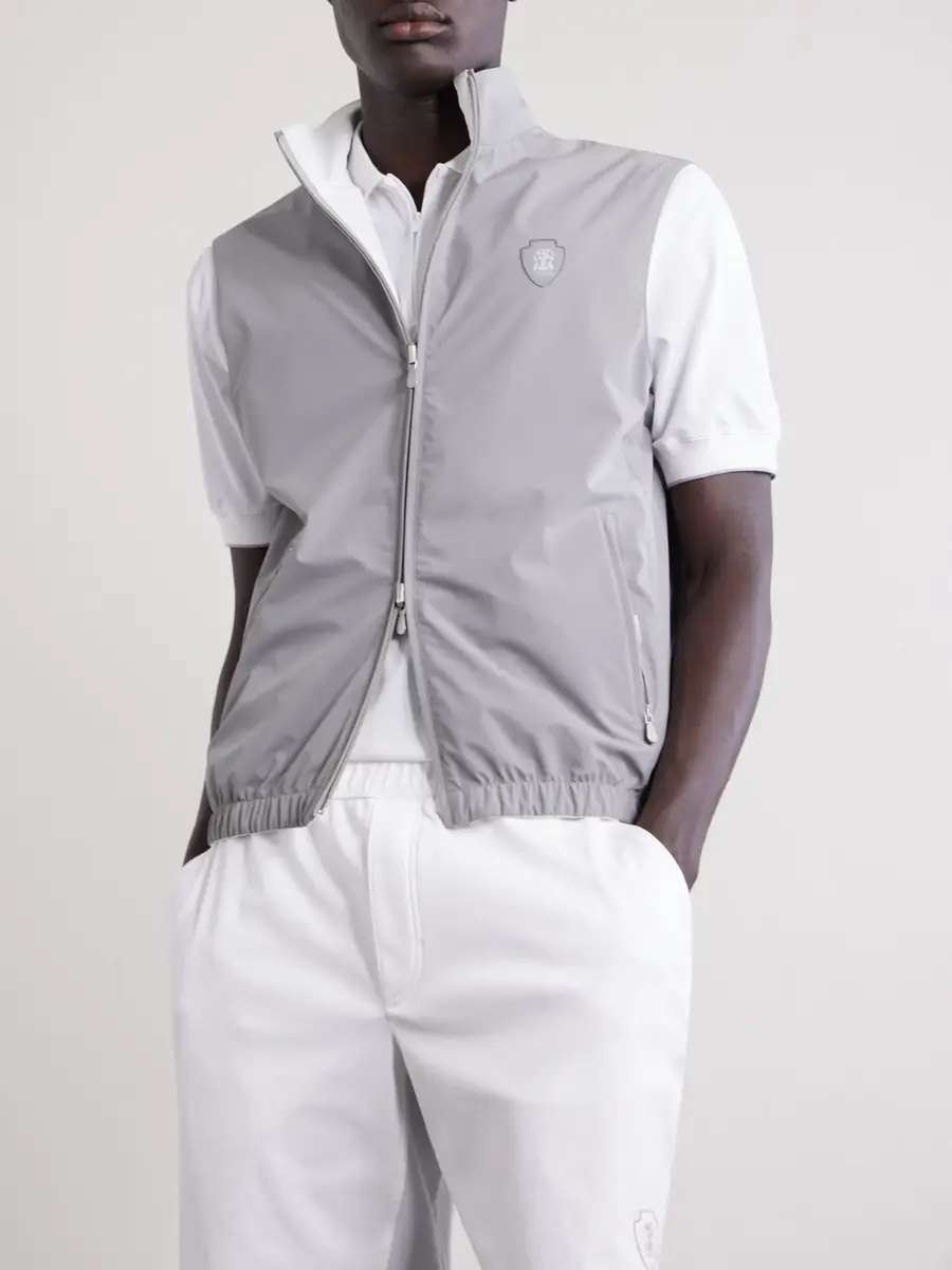 Brunello Cucinelli Logo-Appliquéd Shell Golf Jacket - Men | Thumbnail 3 Brunello Cucinelli Logo-Appliquéd Shell Golf Jacket - Men | Thumbnail 3