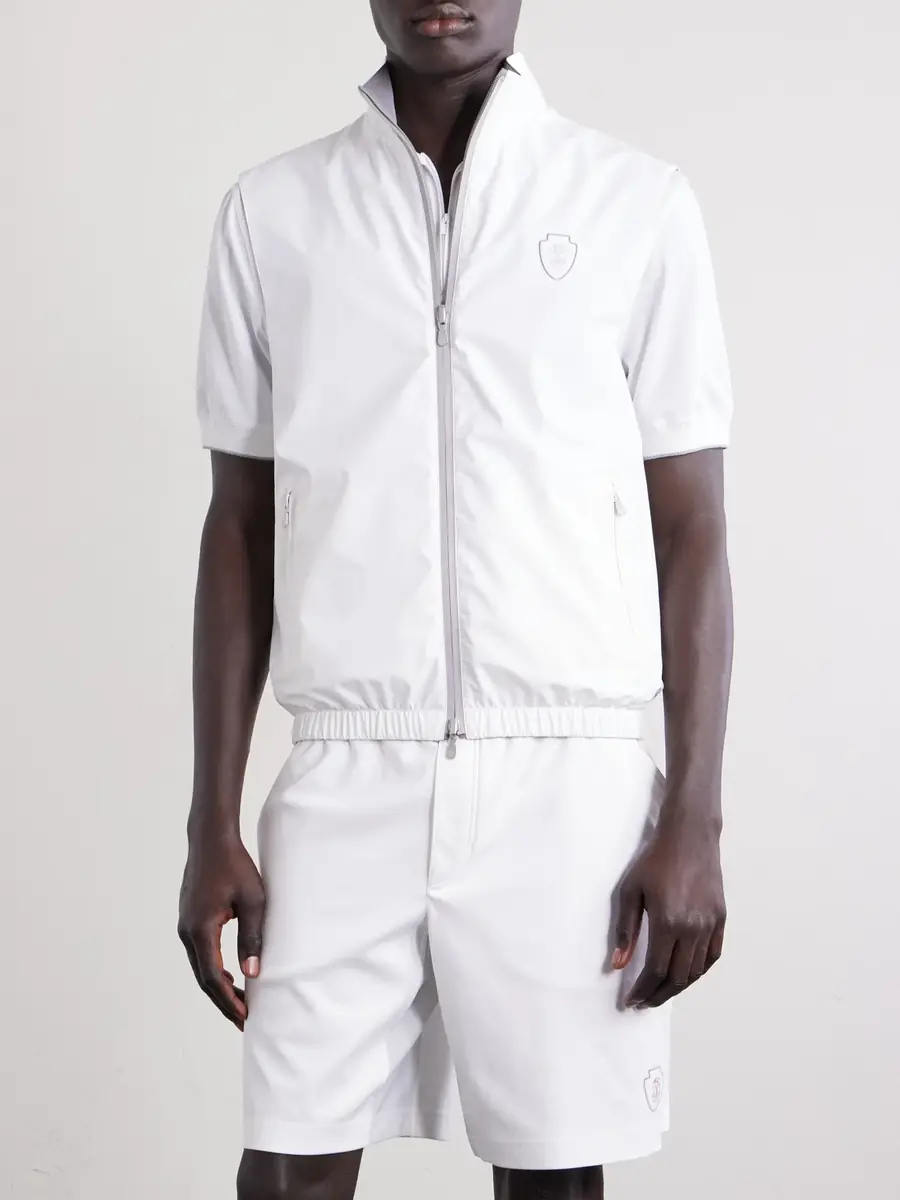 Brunello Cucinelli Logo-Appliquéd Shell Golf Jacket - Men | Thumbnail 4 Brunello Cucinelli Logo-Appliquéd Shell Golf Jacket - Men | Thumbnail 4