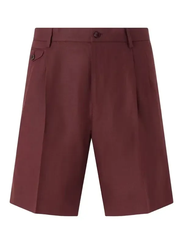 Dolce & Gabbana Maiolica Corallo Straight-Leg Pleated Linen Shorts - Men