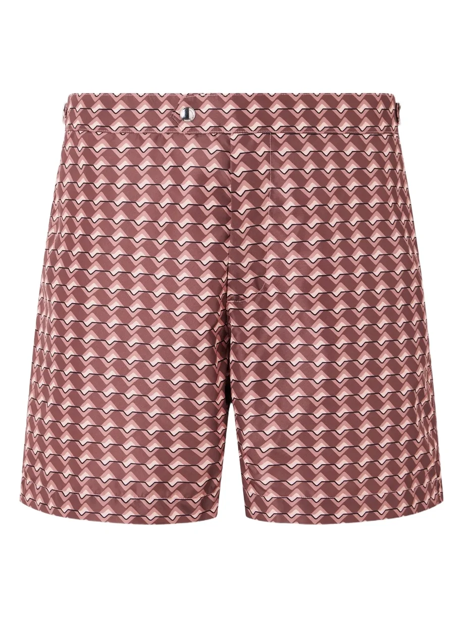 Wiggle Geo Straight-Leg Mid-Length Printed Swim Shorts - Men