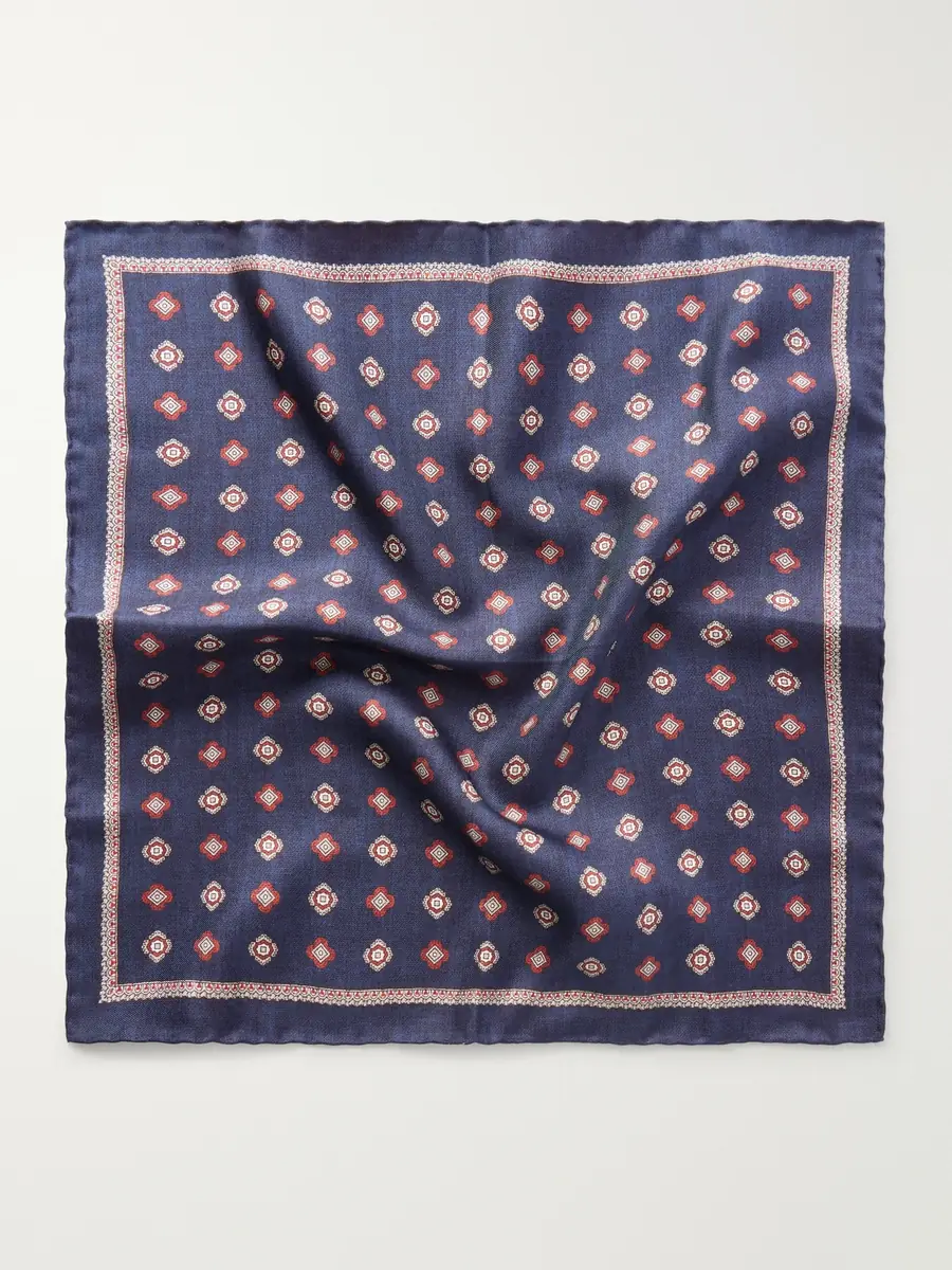 Brunello Cucinelli Printed Silk Pocket Square - Men | Thumbnail 3 Brunello Cucinelli Printed Silk Pocket Square - Men | Thumbnail 3