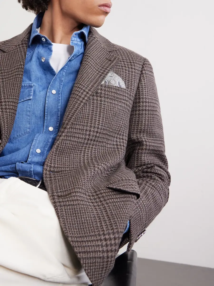 Brunello Cucinelli Printed Silk Pocket Square - Men | Thumbnail 2 Brunello Cucinelli Printed Silk Pocket Square - Men | Thumbnail 2
