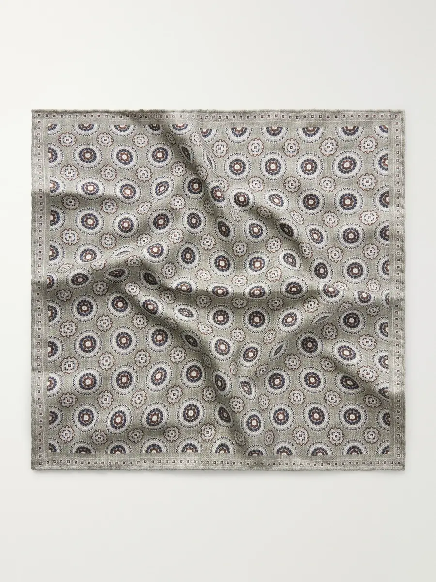 Brunello Cucinelli Printed Silk Pocket Square - Men | Thumbnail 3 Brunello Cucinelli Printed Silk Pocket Square - Men | Thumbnail 3