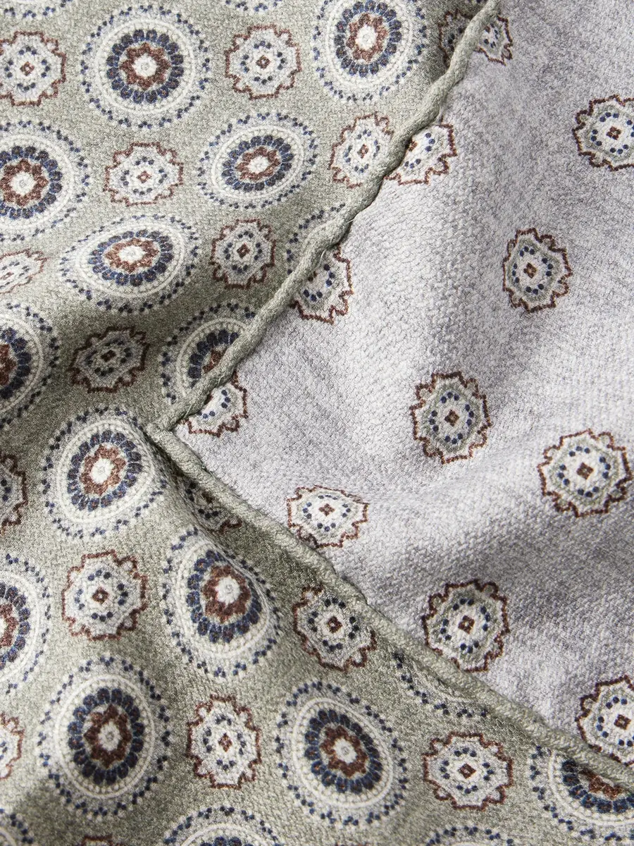 Brunello Cucinelli Printed Silk Pocket Square - Men | Thumbnail 4 Brunello Cucinelli Printed Silk Pocket Square - Men | Thumbnail 4
