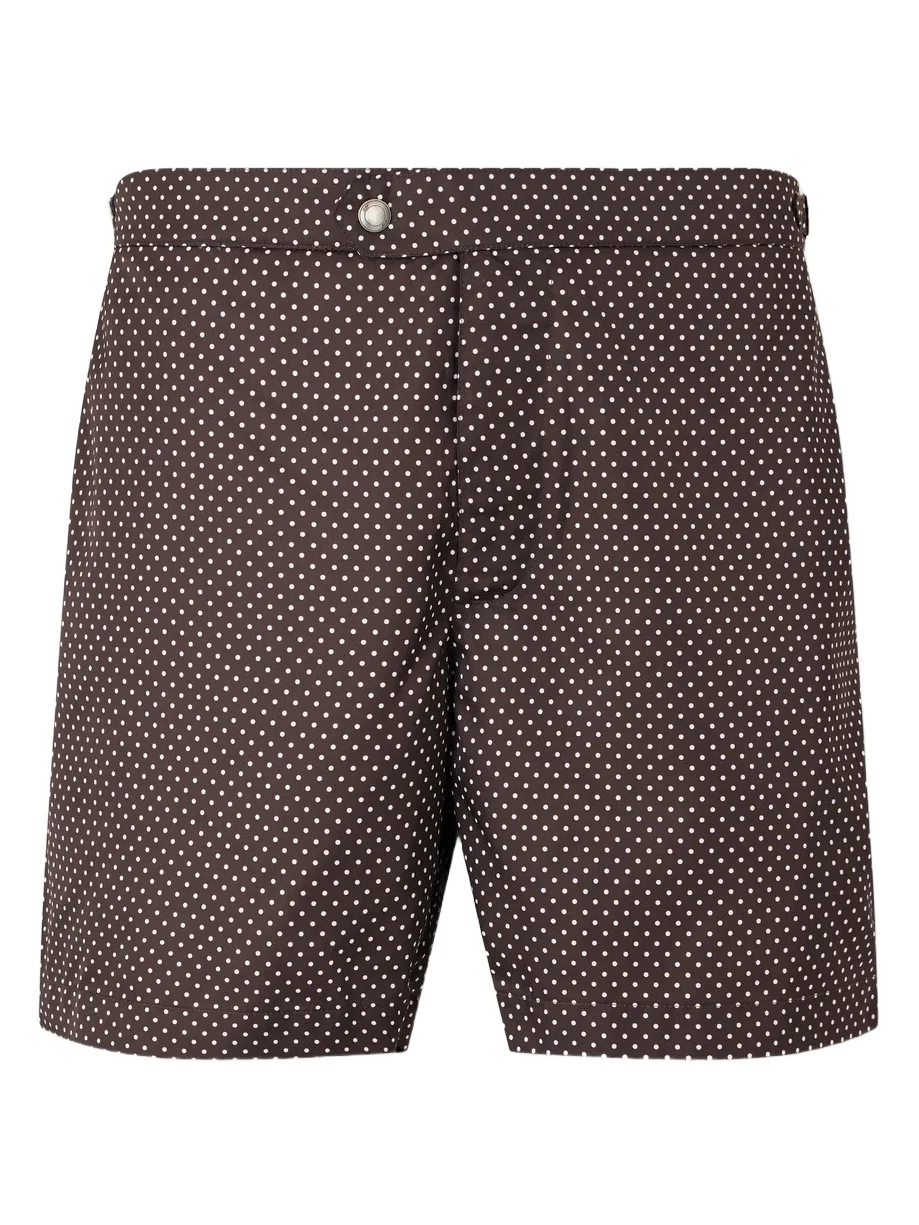 Straight-Leg Mid-Length Polka-Dot Swim Shorts - Men