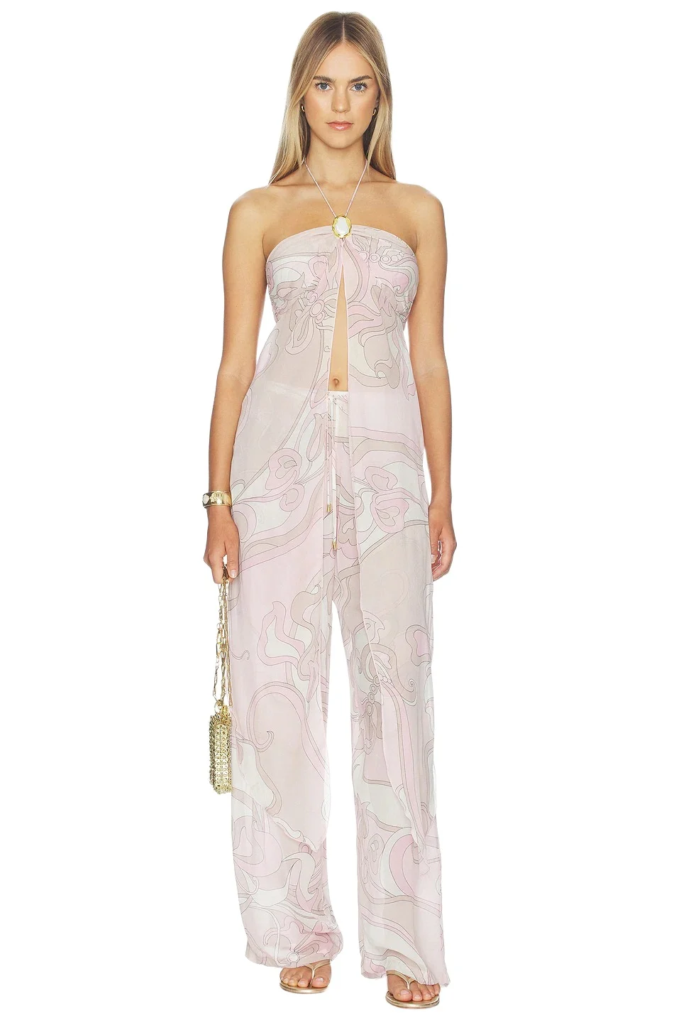 Coral Moonstone Drape Top