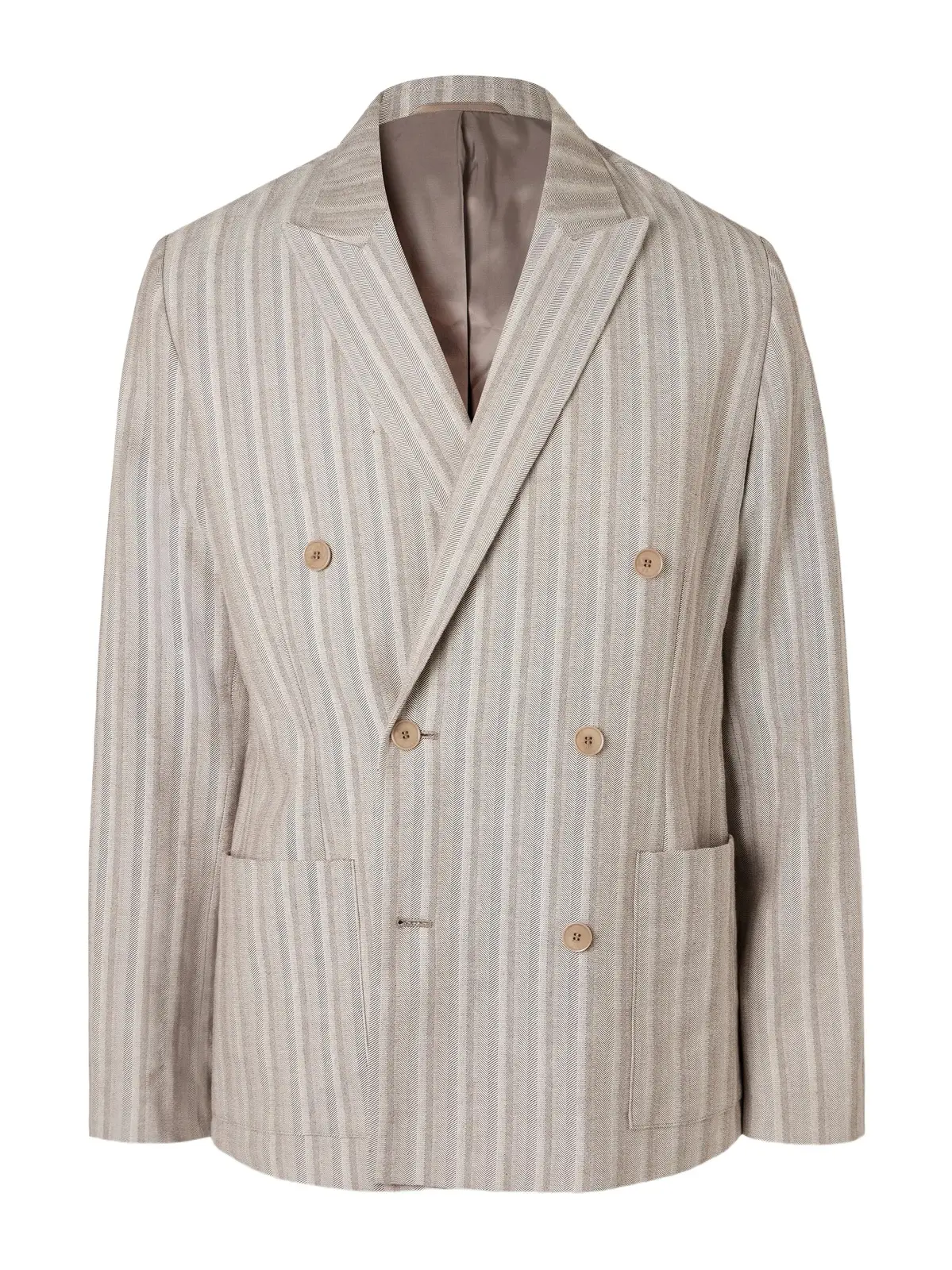 Jordin 10058 Double-Breasted Striped Cotton-Blend Herringbone Suit Jacket - Men Jordin 10058 Double-Breasted Striped Cotton-Blend Herringbone Suit Jacket - Men