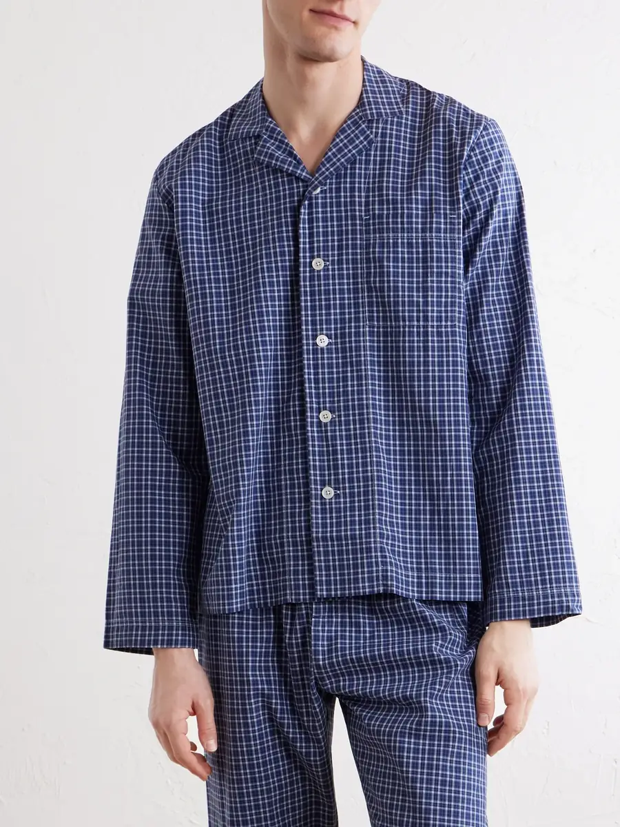 Tekla Camp-Collar Checked Organic Cotton Pyjama Shirt - Men | Thumbnail 3 Tekla Camp-Collar Checked Organic Cotton Pyjama Shirt - Men | Thumbnail 3
