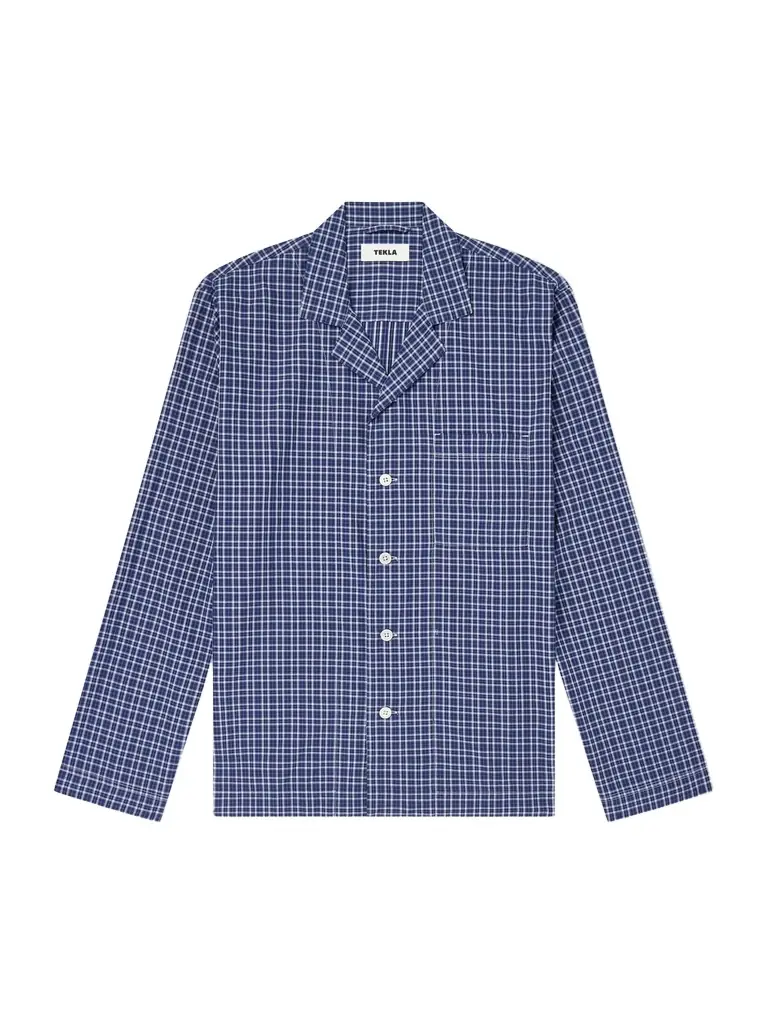 Tekla Camp-Collar Checked Organic Cotton Pyjama Shirt - Men | Image 1 Tekla Camp-Collar Checked Organic Cotton Pyjama Shirt - Men | Image 1