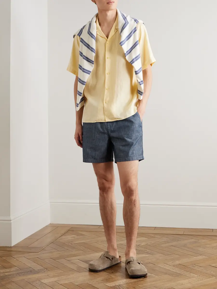 NN07 Gregor 10056 Straight-Leg Cotton-Chambray Drawstring Shorts - Men | Thumbnail 2 NN07 Gregor 10056 Straight-Leg Cotton-Chambray Drawstring Shorts - Men | Thumbnail 2