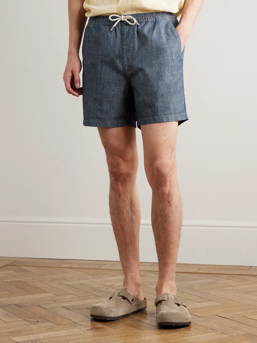 NN07 Gregor 10056 Straight-Leg Cotton-Chambray Drawstring Shorts - Men | Thumbnail 3 NN07 Gregor 10056 Straight-Leg Cotton-Chambray Drawstring Shorts - Men | Thumbnail 3